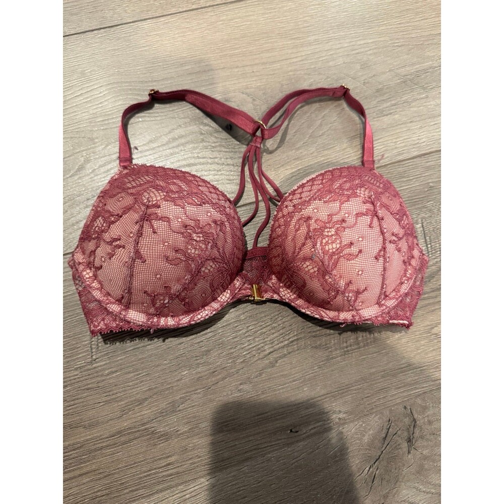 Victorias Secret Lace RacerBack Bombshell Push Up Bra Size 32A